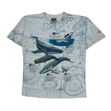 Whale Illustration Signal Sports Graphic T-Shirt - Large Blue Cotton