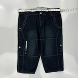 Krobar Cargo Denim Shorts - 36W 14L Dark Wash Cotton