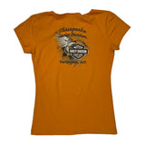 Harley Davidson Graphic T-Shirt - Medium Orange Cotton