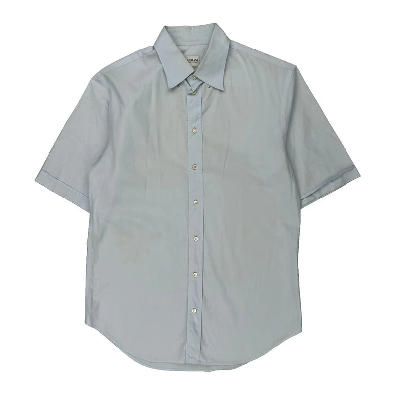 Armani Short Sleeve Shirt - Medium Blue Cotton