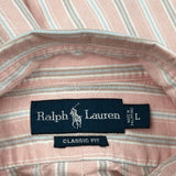 Ralph Lauren Striped Short Sleeve Shirt - Large Pink Cotton