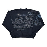 Wolves Au Henley Graphic Sweatshirt - 2XL Black Cotton