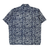 Tommy Hilfiger Floral Hawaiian Shirt - Large Blue Cotton