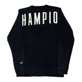 Vintage Champion Spellout Long Sleeve T-Shirt - Large Black Cotton