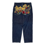 Dragon Embroidery Ninth Hall Jeans - 34W 29L Blue Cotton
