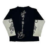 Age 3-4 Ed Hardy Graphic Long Sleeve T-Shirt - XS Black Cotton