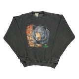 Bear Print Red Head Graphic Sweatshirt - Medium Black Cotton