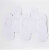 Anyfootwear 5 Pairs Men's Invisible Boat Socks Size 4-9 White Summer Thin Cotton Non-Slip Silicone Breathable Solid Color Low Cut Socks