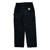 Carhartt Double Knee Carpenter Trousers - 30W 30L Black Cotton