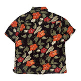 Haggar Floral Hawaiian Shirt - Large Black Cotton