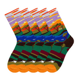 Anyfootwear 5 Pairs Size 5-9 Women Fashion Socks Combed Cotton Abstract Nature Oil Painting Design Novelty Funny Happy Crew Socks Christmas Gift Casual Socks