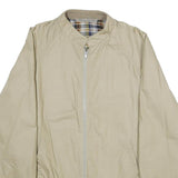 Mens Beige Bomber Jacket M Polyester Blend Plain Zip Closure Casual Outerwear