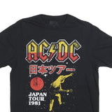 ACDC Mens Black Japan Tour Vintage Graphic T-Shirt M Short Sleeve Crew Neck Band