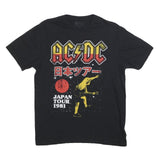 ACDC Mens Black Japan Tour Vintage Graphic T-Shirt M Short Sleeve Crew Neck Band