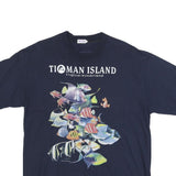 HORIZON Mens Navy Blue Tropical Wonderland Graphic T-Shirt L Short Sleeve Crew