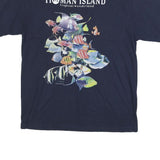 HORIZON Mens Navy Blue Tropical Wonderland Graphic T-Shirt L Short Sleeve Crew