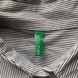 Benetton Striped Shirt - Small Grey Cotton