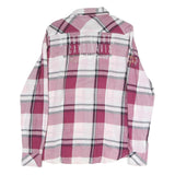 SPIRIT Womens Pink & Grey Check Shirt L Cotton Blend Casual Plaid Long Sleeve