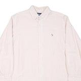 RALPH LAUREN Mens White & Red Striped Shirt L Classic Button-Down Long Sleeve