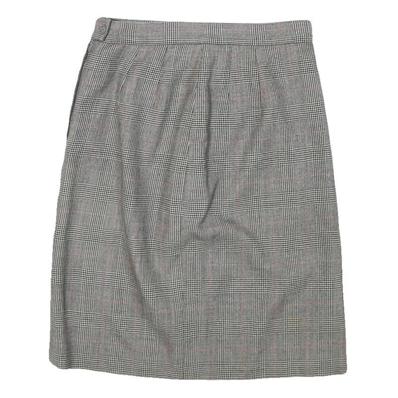 COLLECTIBLE GOLD Womens Grey Wool Straight Knee Length Woven Check Skirt M