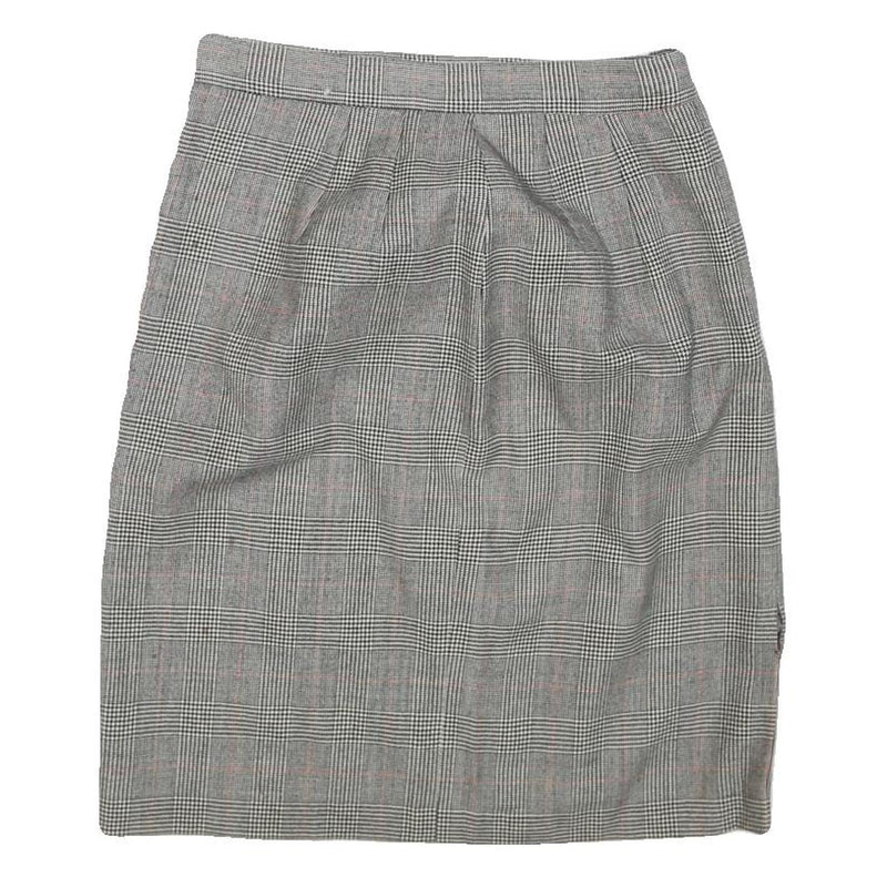 COLLECTIBLE GOLD Womens Grey Wool Straight Knee Length Woven Check Skirt M