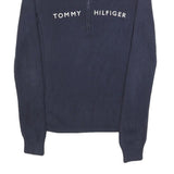 TOMMY HILFIGER Womens Navy Blue Plain Pullover Crew Neck Basic Knit S Cotton