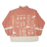 Mens Rust & Cream Zip Front Polyester Blend Casual Jacket XL Abstract Pattern