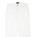 PETER POLO Womens Cotton Blend White Relaxed Straight Trousers W33 L27