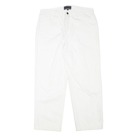 PETER POLO Womens Cotton Blend White Relaxed Straight Trousers W33 L27