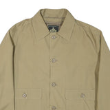 FREY Mens Beige Button Jacket L Polyester Blend Plain Casual Outerwear