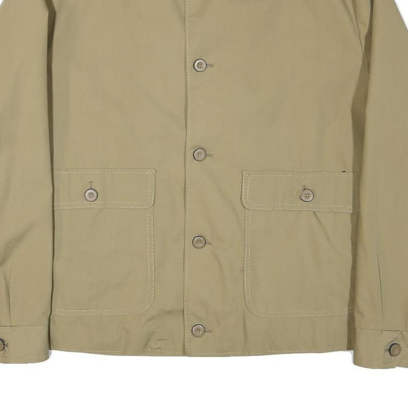 FREY Mens Beige Button Jacket L Polyester Blend Plain Casual Outerwear