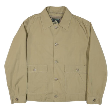 FREY Mens Beige Button Jacket L Polyester Blend Plain Casual Outerwear