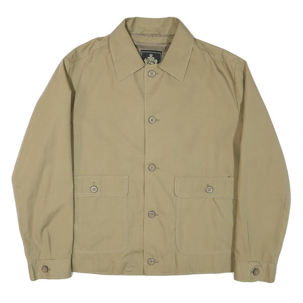 FREY Mens Beige Button Jacket L Polyester Blend Plain Casual Outerwear