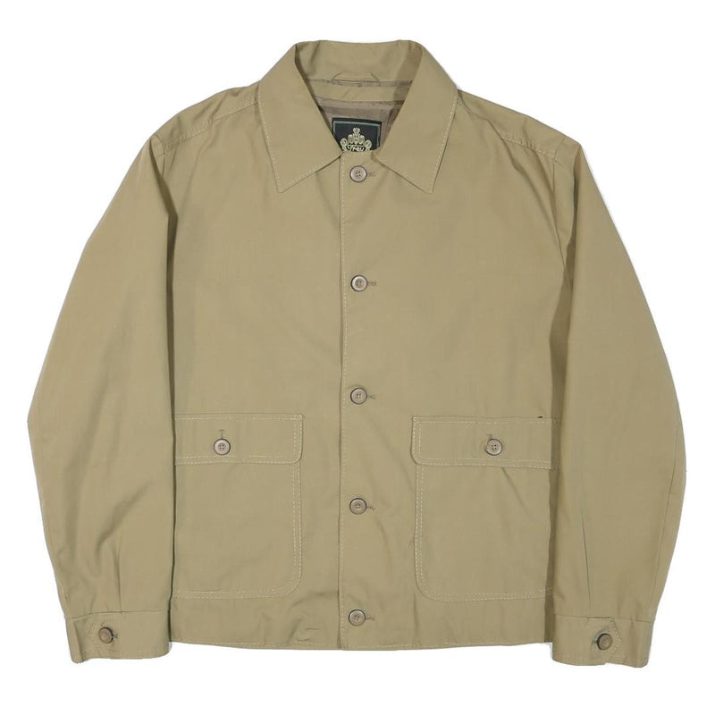 FREY Mens Beige Button Jacket L Polyester Blend Plain Casual Outerwear