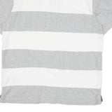TOMMY HILFIGER Mens Grey & White Stripe Polo Shirt XL Classic Fit Cotton Blend