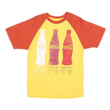 COCA COLA Mens Yellow & Red Modern T-Shirt S Short Sleeve Crew Neck Vintage Logo