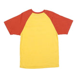 COCA COLA Mens Yellow & Red Modern T-Shirt S Short Sleeve Crew Neck Vintage Logo