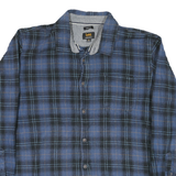 LEE Mens Blue Black Plaid Shirt 2XL Cotton Blend Casual Long Sleeve Button