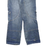 X-MAIL Womens Blue Regular Fit Denim Jeans W32 L32 Patchwork Cargo Pockets