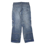 X-MAIL Womens Blue Regular Fit Denim Jeans W32 L32 Patchwork Cargo Pockets