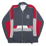LEU Mens Blue & Red Sports Club Nylon Zip Jacket M Printed Logo Track