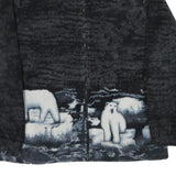 Womens Black Polar Bear Print Polyester Blend Jacket L Zip Fleece Winter