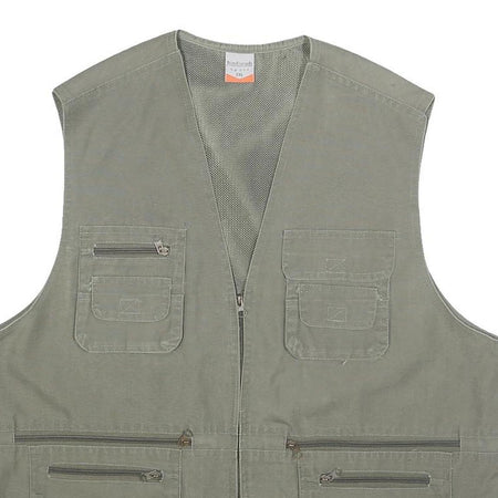 PRIMO & SECONDO Mens Green Cotton Blend Utility Jacket 2XL Zip Pockets Casual