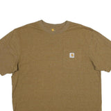 CARHARTT Mens Brown Pocket T-Shirt L Short Sleeve Crew Neck Cotton Workwear