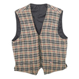 TEDDY'S Mens Beige & Black Reversible Jacket M Cotton Blend Check Zip Vest