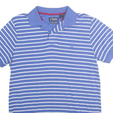 CHAPS Mens Blue & White Striped Short Sleeve Polo Shirt S Cotton Blend