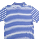 CHAPS Mens Blue & White Striped Short Sleeve Polo Shirt S Cotton Blend