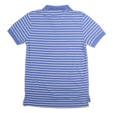 CHAPS Mens Blue & White Striped Short Sleeve Polo Shirt S Cotton Blend
