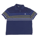 CHAPS Mens Blue Yellow & White Striped Short Sleeve Polo Shirt 2XL Cotton Blend