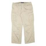 TOM TAILOR Mens Cotton Blend Beige Relaxed Cargo Trousers W36 L29 Casual Utility